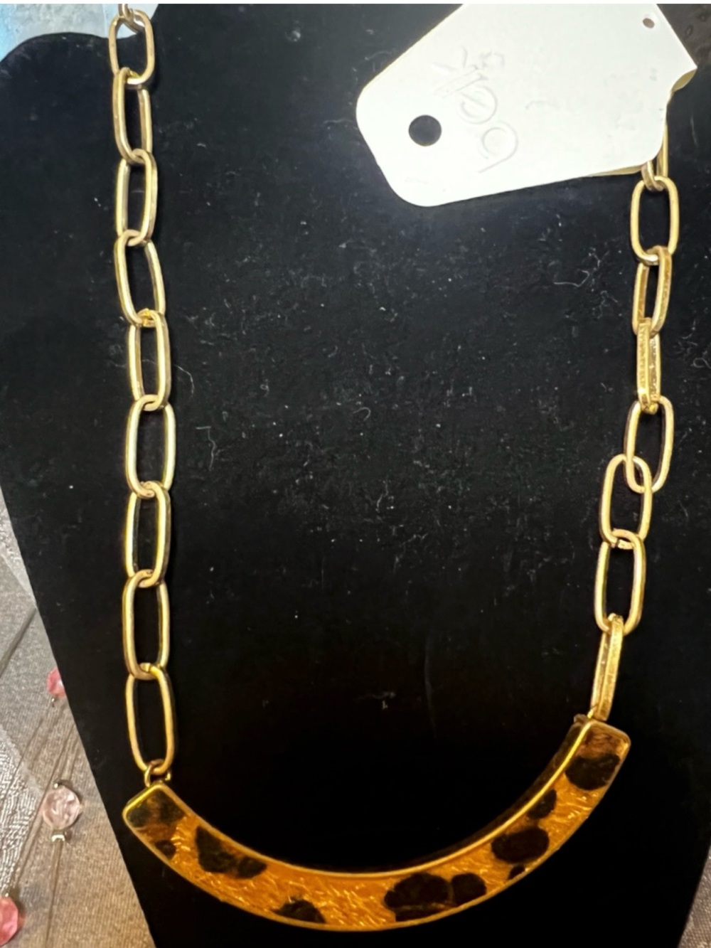 Leopard Bar Pendant Necklace | Belk Brand New with Tags | Statement